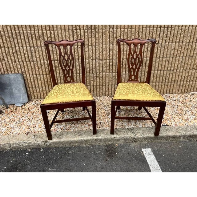 19th Century Set of Four Antique Chippendale Style Mahogany Dining Chairs, Recently Reupholstered For Sale - Image 12 of 12