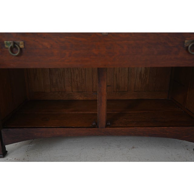Wood Antique Limbert Style Mission Oak Sideboard W. Mirror For Sale - Image 7 of 18