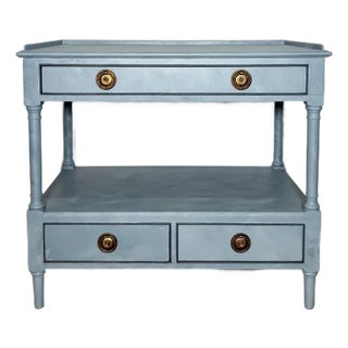 1920s Dusty Blue French Style Side Table, Newly Refinished For Sale