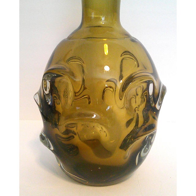Vintage Scandinavian Aseda Sweden Amber Glass Decanter Bo Borgström 1960s For Sale - Image 4 of 11