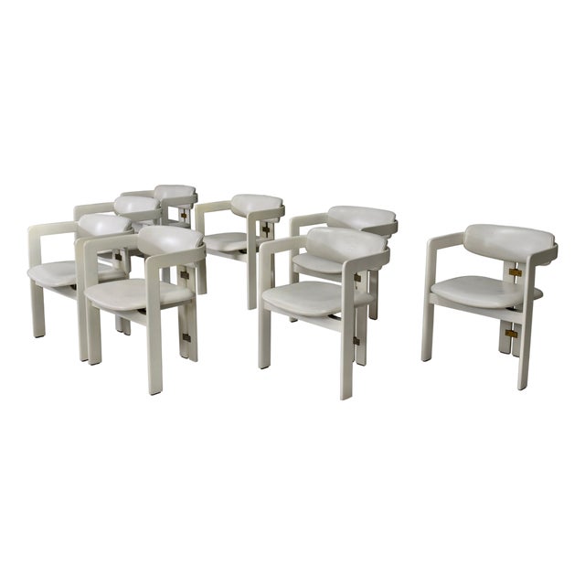 Pamplona Chairs in Leather attributed to Augusto Savini for Pozzi, Italy, 1965, Set of 8 For Sale