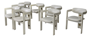 Pamplona Chairs in Leather attributed to Augusto Savini for Pozzi, Italy, 1965, Set of 8