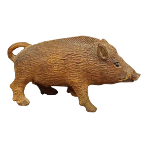 Antique Wild Boar Piggy Bank Made of Clay