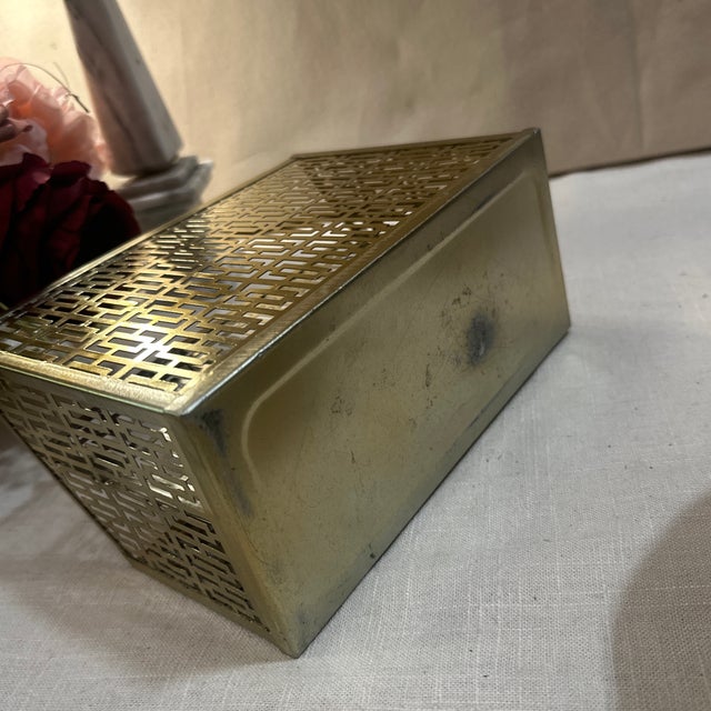 Brass 1970s Small Brass Filigree Desk Accessory/Organizer For Sale - Image 8 of 8