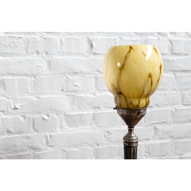 Art Deco Table Lamp with Marbled Glass Shade, 1930s For Sale - Image 3 of 13