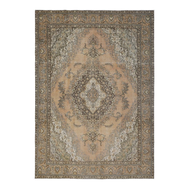 1970s Vintage Persian Handmade Wool Orange Area Rug For Sale