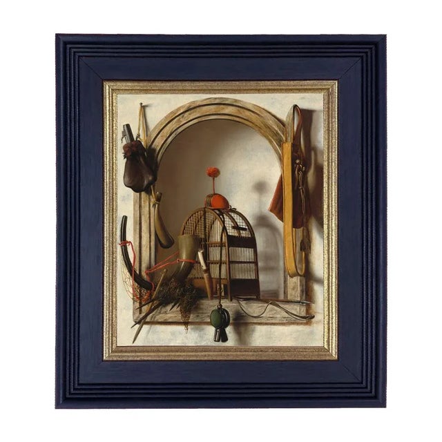 "Niche with Falconry" After Christoffel Pierson Contemporary Reproduction Print on Canvas, Black Frame, 8 x 10 For Sale - Image 4 of 4