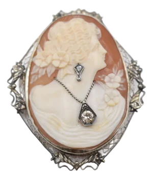 Mid 19th Century Diamond Set Cameo Pendant Brooch