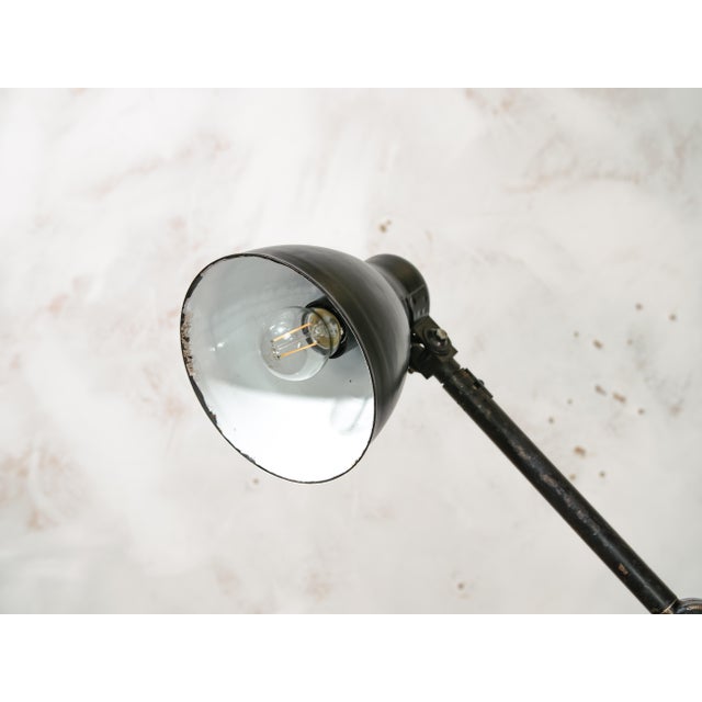Philips Industrial Two-Arm Machine Lamp on Brake Disc Base from Philips, Netherlands, 1940s For Sale - Image 4 of 16