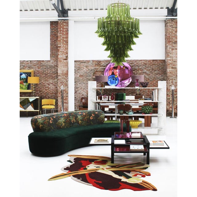 Green Murano Glass Petal Chandelier with Gold-Toned Support, Italy, 1999 For Sale - Image 10 of 11