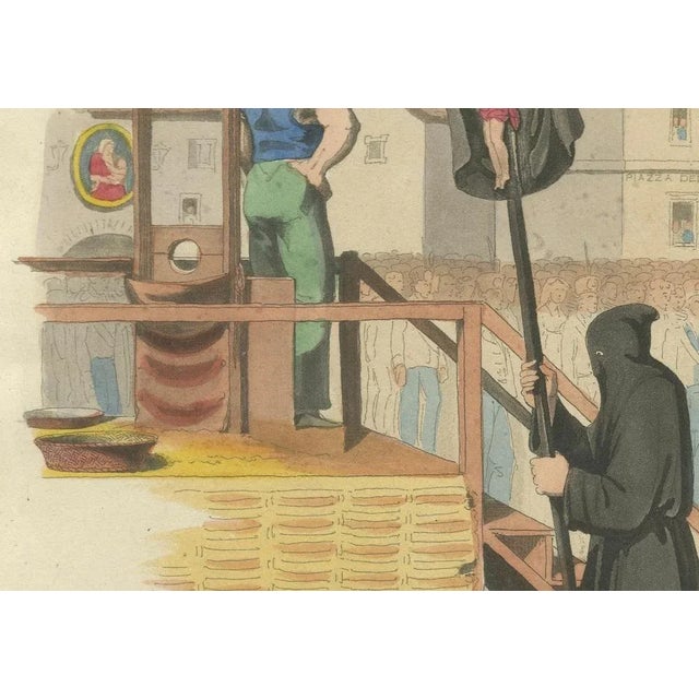 Baldwin, Cradock & Joy, Public Beheading for Murder in Rome, Hand-Colored Print, 1820s For Sale - Image 4 of 10