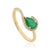 14k Gold Contemporary Pear-Shaped Emerald & Diamond Halo Bypass Ring Size 5.5 For Sale - Image 4 of 15