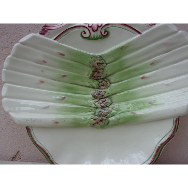 French Country C.1900 French Majolica Asparagus Plate Sarreguemines For Sale - Image 3 of 10