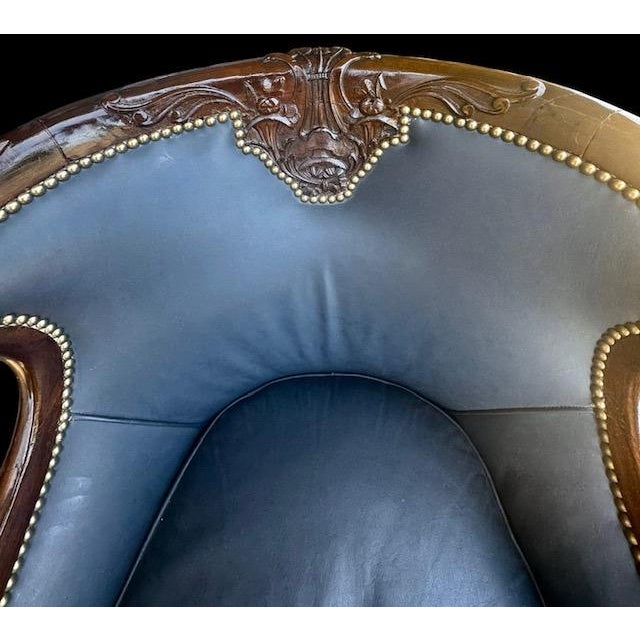 Wood Early 19th Century Russian Empire Style Mahogany Bergère Armchairs - Pair For Sale - Image 7 of 18