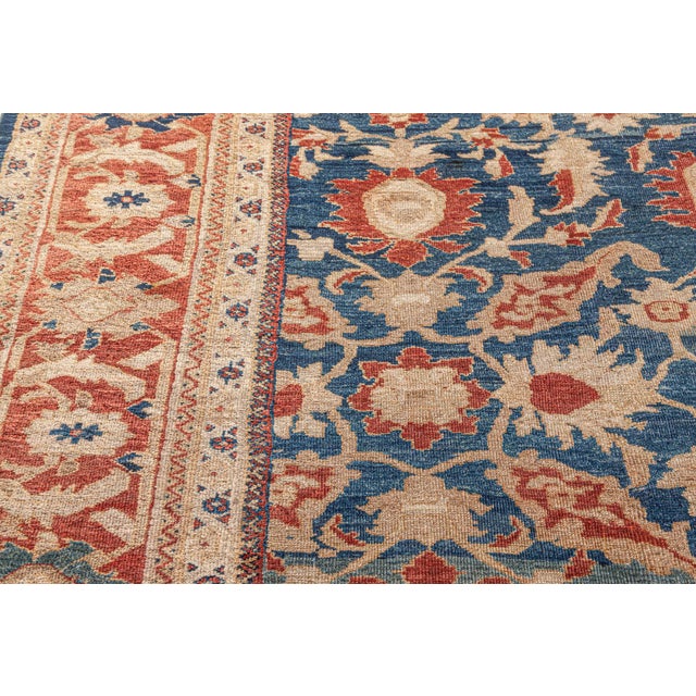 Late 19th Century Antique Persian Sultanabad Rug in Beige, Blue, and Red For Sale - Image 5 of 8