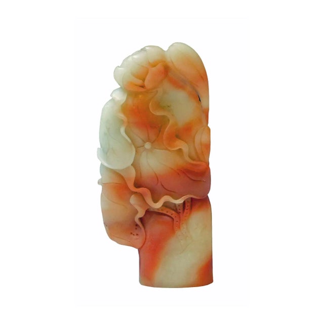 Carved Natural Soapstone Lotus Flower Pond Column Sculpture - Stamp Seal For Sale In San Francisco - Image 6 of 8