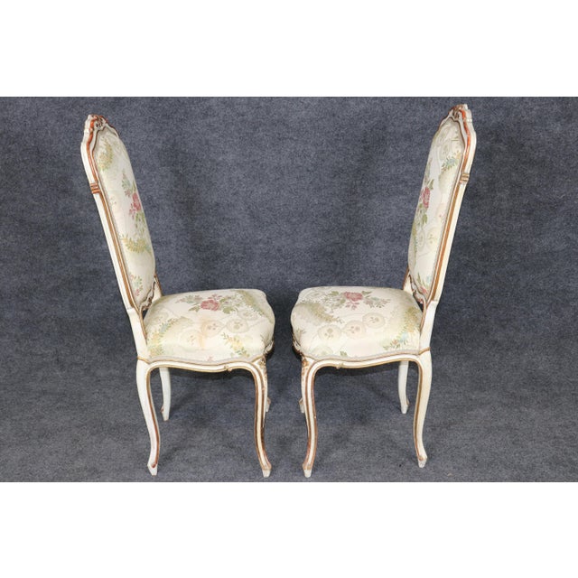 Set 4 Louis XV Style Paint Decorated French Dining Room Chairs For Sale - Image 4 of 18
