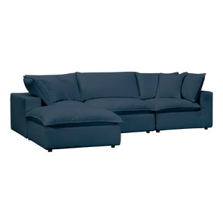 Cali Navy Performance Fabric Modular 4 Piece Sectional For Sale