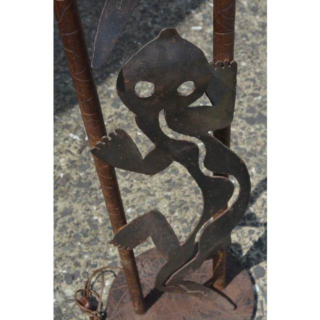Brown 1970s Southwest Brown Iron & Metal Hand Crafted Lizards Tall Floor Lamp - Signed DKR For Sale - Image 8 of 18