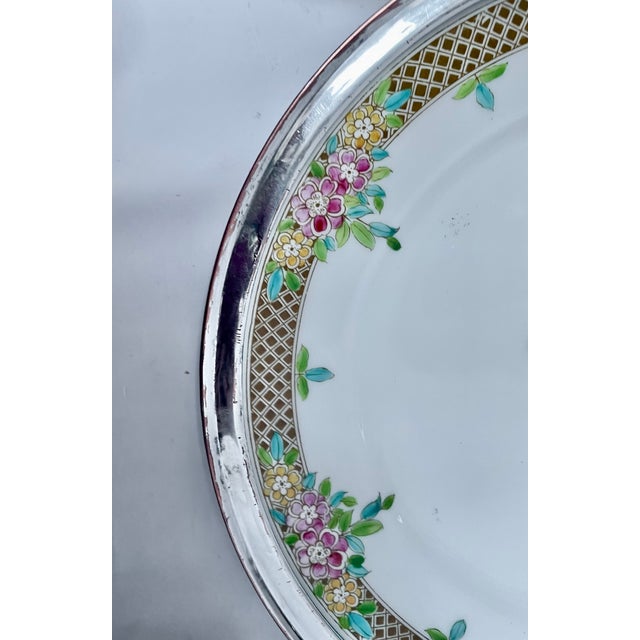 Royal Worcester Antique Royal Worcester Silver-Plated Rimmed Plate For Sale - Image 4 of 8