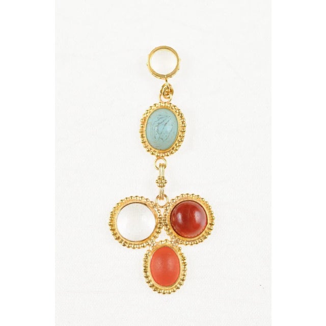 Contemporary Antique Roman Glass & 21k Gold Drop Pendant For Sale - Image 3 of 9