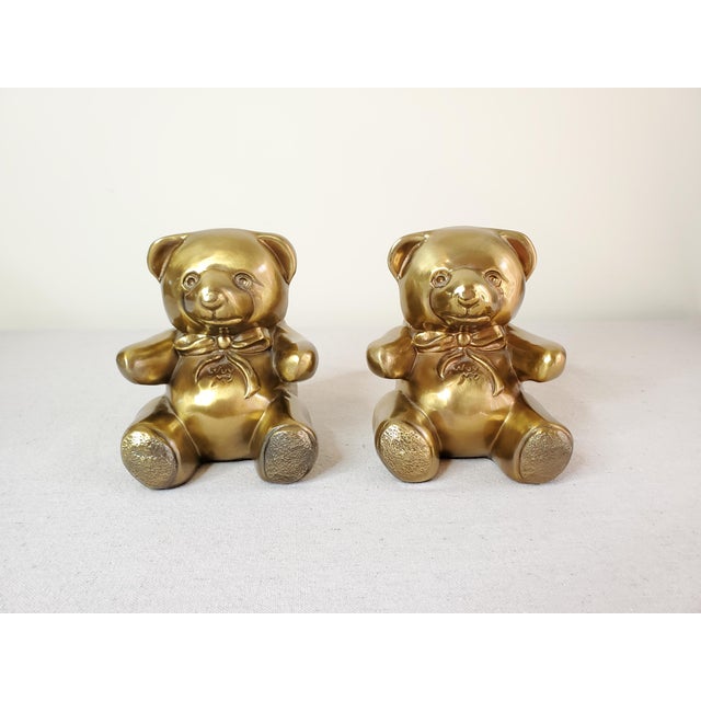 Solid Brass Teddy Bear Bookends a Pair Chairish
