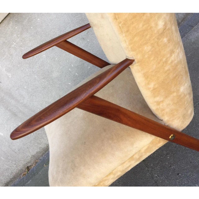 Mid-Century Modern Velvet & Teak Armchair from Slagelse Møbelværk, 1950s For Sale - Image 3 of 10