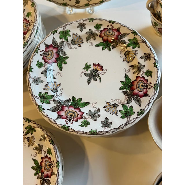 Victorian 19th Century Circa 1860 English Minton Passion Flower Transfer Ware Dinnerware Set- 43 Pieces For Sale - Image 3 of 13