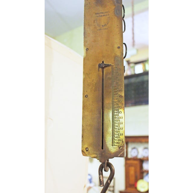 Late 19th-Early 20th Century American Brass and Iron Spring Balance Scale For Sale In Raleigh - Image 6 of 9