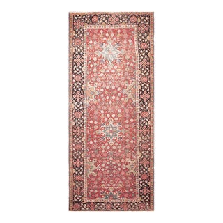 1890s Red Geometric Antique n.w. Persian Rug 6'3"x15'2" Handknotted Wool Carpet Runner For Sale