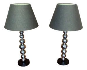 Table Lamps with Chrome Base, Set of 2