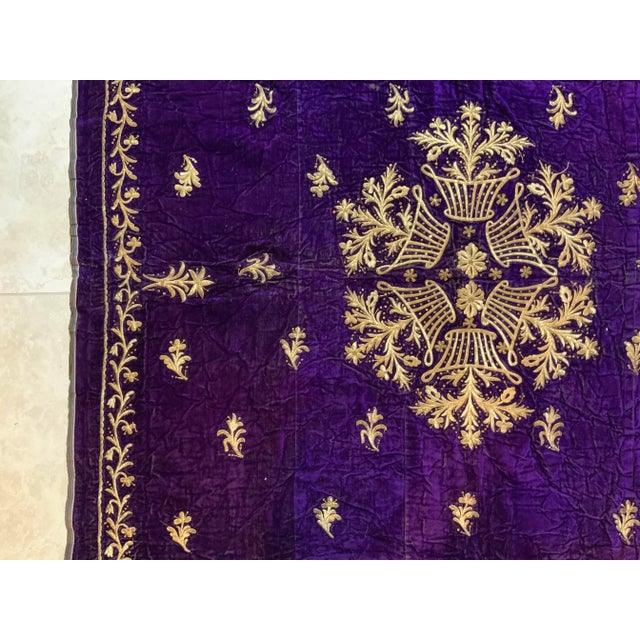 Metal Antique Velvet and Gold Embroidery Textile For Sale - Image 7 of 13