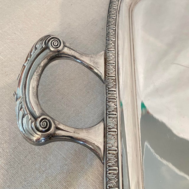 Metal Silver Plated Manning Bowman and Company Monogrammed Serving Tray by Meriden, Connecticut For Sale - Image 7 of 11