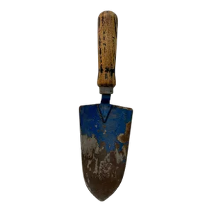 Small Blue Antique Wood Handled Garden Spade / Shovel From England