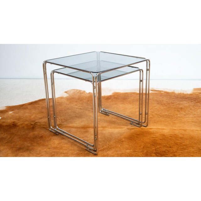 1970s Mid Century Chrome Nesting Tables, Set of 2 For Sale - Image 14 of 16