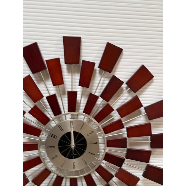 Kenneth Wingard Mid 20th Century Inspired Sunburst Wall Clock For Sale In San Francisco - Image 6 of 12