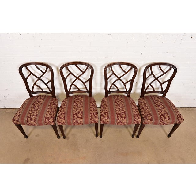 1980s Kindel Furniture Federal Carved Mahogany Dining Chairs, Set of Four For Sale - Image 5 of 11