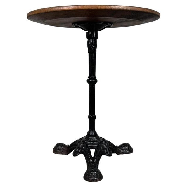 2000 - 2009 Vintage 20th Century Cast Iron Side Table with Oak Top For Sale - Image 5 of 5