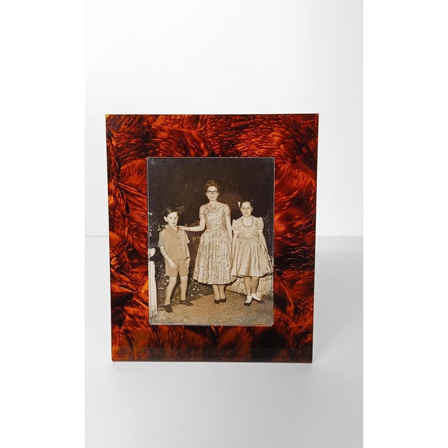 Large Picture Frame in Tortoiseshell Effect Acrylic Glass, Italy, 1970s For Sale - Image 18 of 18