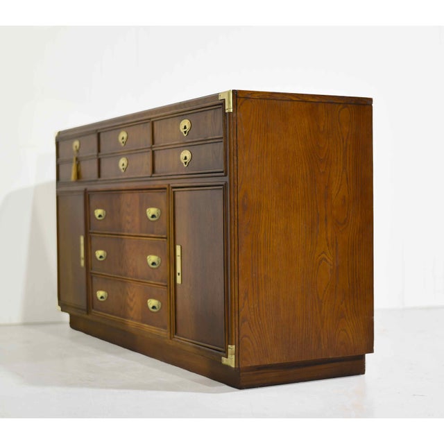 Mid 20th Century 1970s Campaign Style 6 Drawer Sideboard by Lexington Furniture For Sale - Image 5 of 12