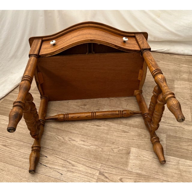 Vintage Pulaski Keepsake Side Table Nightstand Single Dovetail Drawer Solid Oak For Sale - Image 12 of 12