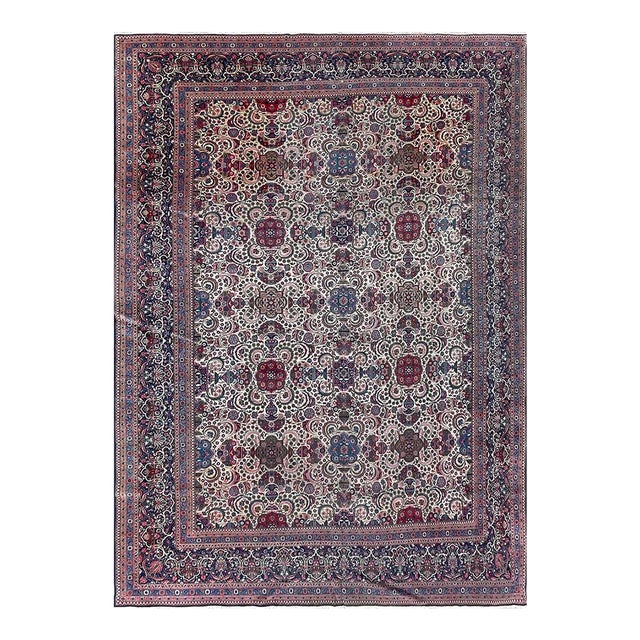 Antique Persian Dabir Kashan Carpet, 10'2" × 13'8" For Sale