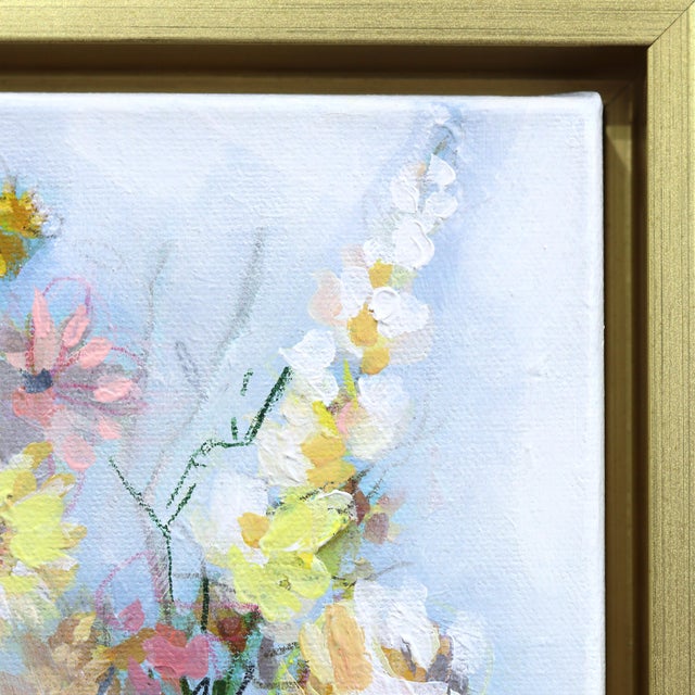 Figurative Flowers & Pottery - Framed Colorful Still Life Mixed Media Art on Canvas Original Artwork by Kellie Newsome For Sale - Image 3 of 9