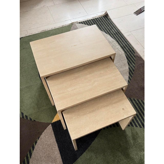 Vintage Travertine Nesting Tables, 1970s, Set of 3 For Sale - Image 4 of 10