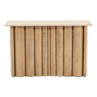 Folded Mango Wood & Stone Console Table For Sale