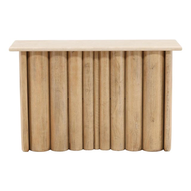 Folded Mango Wood & Stone Console Table For Sale