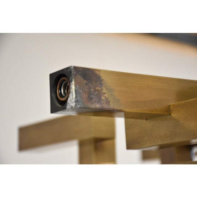 1970s 1970s Brutalist Gaetano Sciolari Brushed Brass Cubist Brutalist Chandelier For Sale - Image 5 of 8