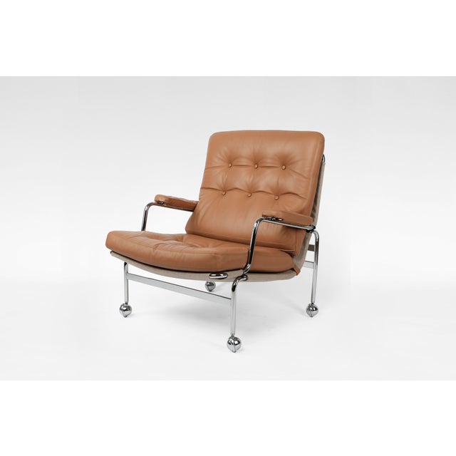 Karin Lounge Chair in Cognac Leather by Bruno Mathsson for Dux For Sale - Image 6 of 6