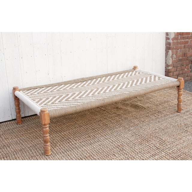 Handwoven Modern Charpai Bench For Sale - Image 4 of 11