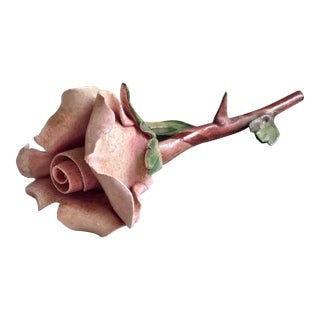 Vintage Italian Capodimonte Rose With Thorn For Sale